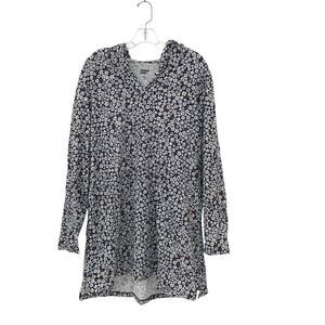 Lands' End Women's Large (14-16) Cotton Long Sleeve Hooded Swimsuit Cover Up